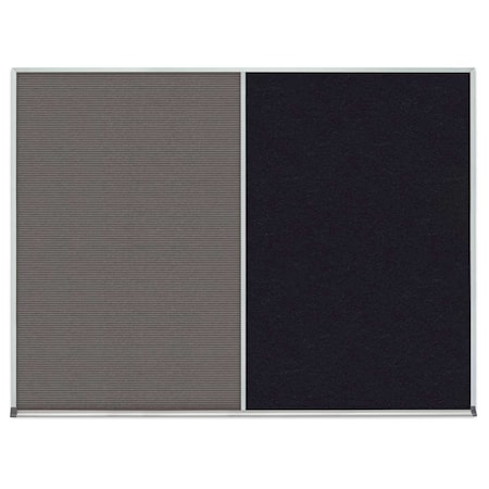 United Visual Products Double Door Radius Corkboard, 60"x36", Bla UV7004RC-BLACK-COBACC